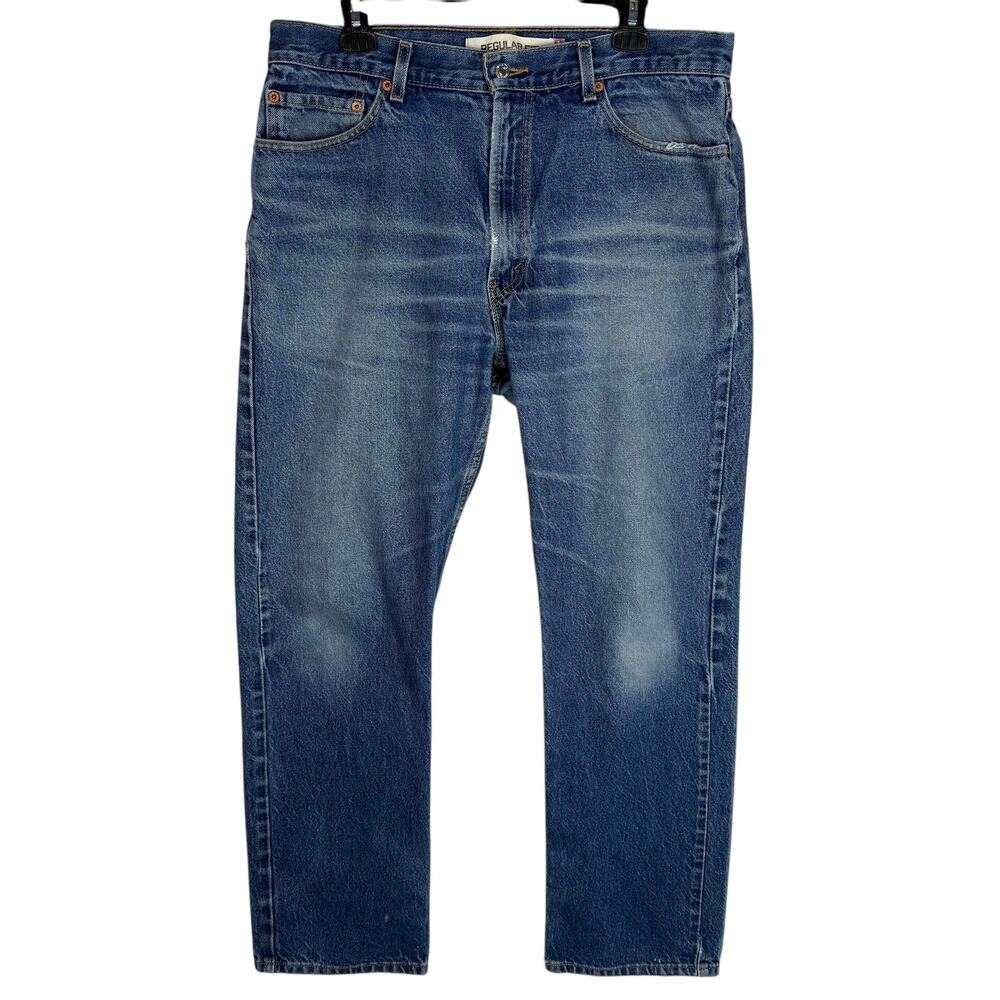 Levi's 505 Jeans Men 36x32 Blue Denim High-Rise Regular Fit Straight Leg Zip Fly